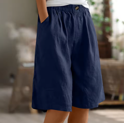 Dame Knælange Bermudashorts – Afslappet Model Med Elastisk Talje Og Lommer