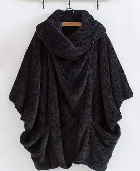 Dámský oversized fleecový plášť - měkké a teplé zimní oblečení na každodenní nošení, volný čas a ležérní styl