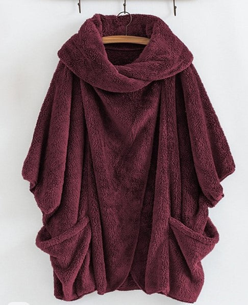Dámský oversized fleecový plášť - měkké a teplé zimní oblečení na každodenní nošení, volný čas a ležérní styl