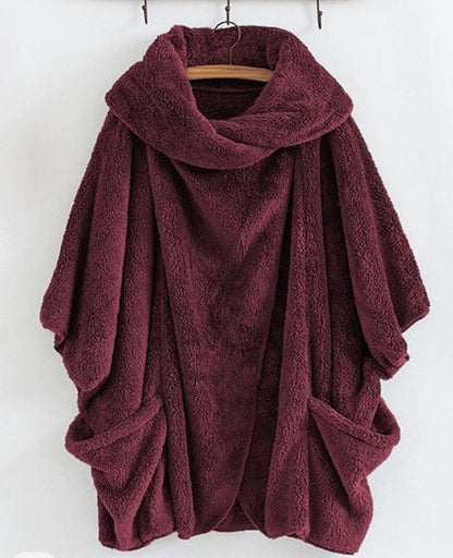 Dámský oversized fleecový plášť - měkké a teplé zimní oblečení na každodenní nošení, volný čas a ležérní styl