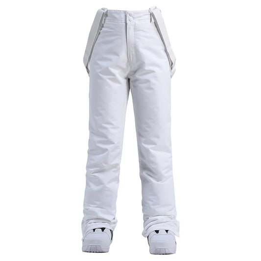 Pantaloni impermeabili de snowboard pentru femei, cu design respirabil și izolat termic – pantaloni de schi cu bretele ajustabile pentru sporturi de iarnă, schi și snowboarding