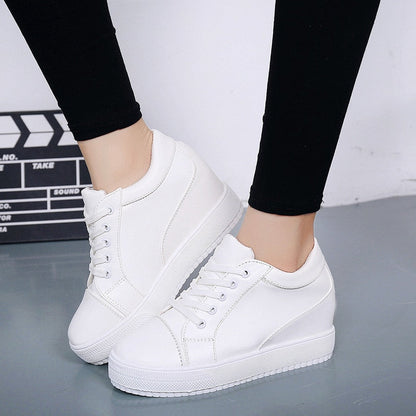Dame Sneakers Med Kilehæl Og Snørelukning – Moderne Sko Med Platformsål Til Hverdagsbrug, Fritid, Gåture Og Casual Outfits