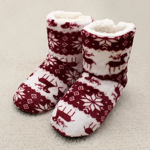 Papuci de casă și botine de iarnă călduroase pentru femei, cu design festiv de Crăciun – încălțăminte de iarnă confortabilă pentru acasă, Crăciun, relaxare și purtare zilnică