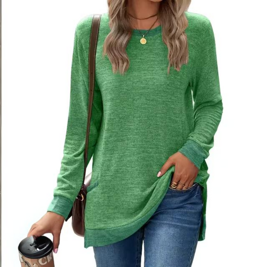 Women's Long-Sleeve Crew-Neck Sweatshirt with a Relaxed Fit - Comfortable Pullover for Everyday Wear, Leisure, and Layering