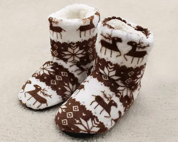 Papuci de casă și botine de iarnă călduroase pentru femei, cu design festiv de Crăciun – încălțăminte de iarnă confortabilă pentru acasă, Crăciun, relaxare și purtare zilnică