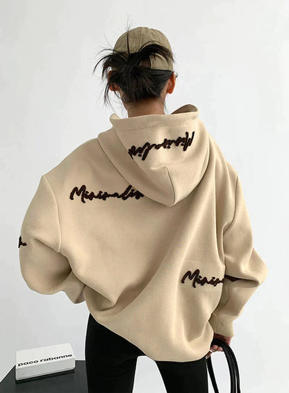 Sudadera con capucha extragrande para mujer, con estampado gráfico y mangas largas - Pulóver informal para uso diario, tiempo libre y estilo urbano