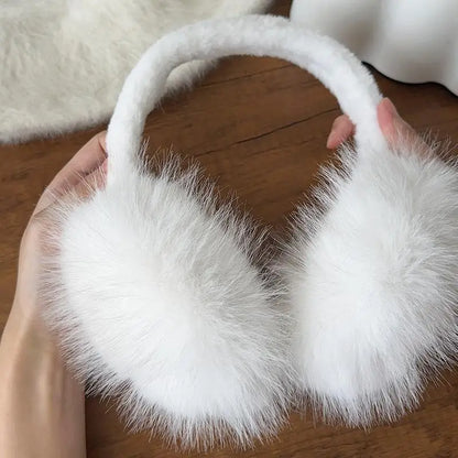 Women's faux fur earmuffs with soft, foldable design - warm winter earmuffs for cold days, everyday wear, and outdoor use