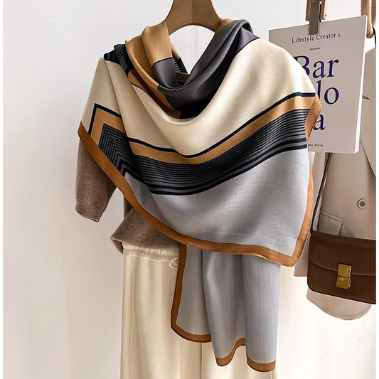 Women's Soft Oversized Winter Scarf in Polyester - Warm Scarf with a Wool-Cotton Feel for Autumn, Winter, and Elegant Layered Style