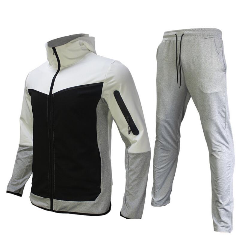 Trening bărbătesc din 2 piese, cu glugă, fermoar și pantaloni jogger tapered cu șnur – set sport pentru antrenament, timp liber și uz zilnic