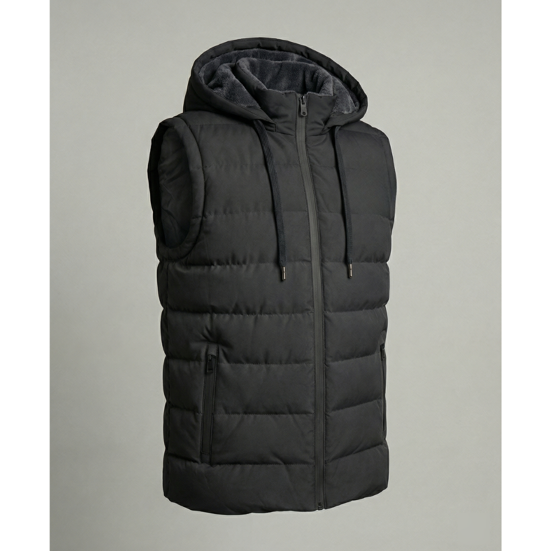 Men's Quilted Puffer Vest With Hood, Fleece Lining And Zip Pockets – Warm And Practical Bodywarmer For Cold Days And Stylish Layering