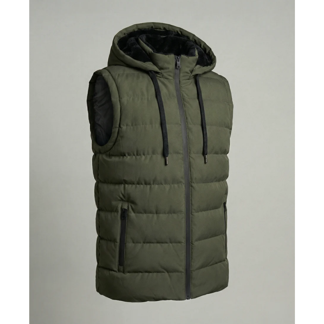 Men's Quilted Puffer Vest With Hood, Fleece Lining And Zip Pockets – Warm And Practical Bodywarmer For Cold Days And Stylish Layering