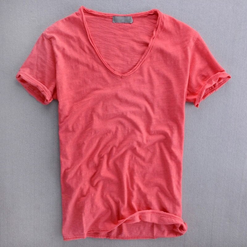 Herre Slim Fit T-shirt med V-hals – Let afslappet sommertop til hverdagsbrug
