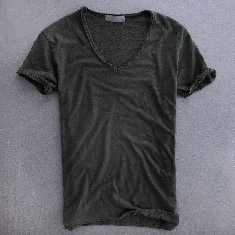 Herre Slim Fit T-shirt med V-hals – Let afslappet sommertop til hverdagsbrug