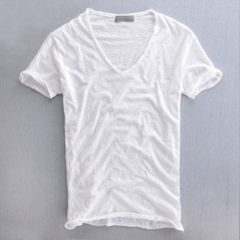 Herre Slim Fit T-shirt med V-hals – Let afslappet sommertop til hverdagsbrug