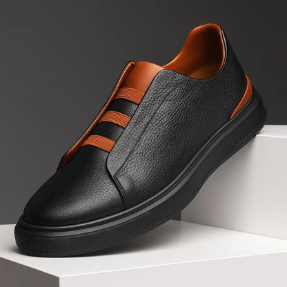 Pánské nazouvací tenisky z pravé kůže s elastickým páskem – elegantní obuv do kanceláře, na víkend, každodenní nošení a v elegantně ležérním stylu
