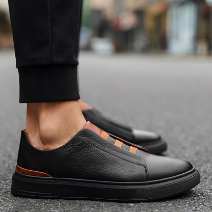 Pánské nazouvací tenisky z pravé kůže s elastickým páskem – elegantní obuv do kanceláře, na víkend, každodenní nošení a v elegantně ležérním stylu