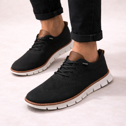 Herre Sneakers Med Perforeret Strik Og Snørelukning – Moderne Hverdagssko Til Fritid, Gåture Og Afslappede Outfits