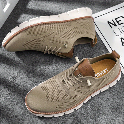 Herre Sneakers Med Perforeret Strik Og Snørelukning – Moderne Hverdagssko Til Fritid, Gåture Og Afslappede Outfits
