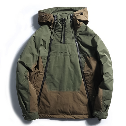 Men's Waterproof Down Jacket with Hood - Windproof Hardshell Jacket for Winter, Outdoor Use and Cold Days