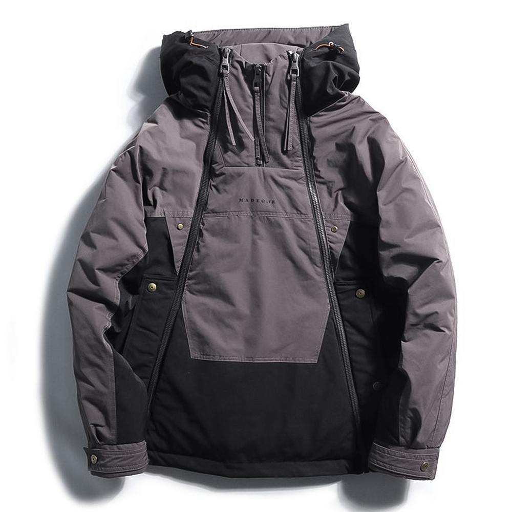 Men's Waterproof Down Jacket with Hood - Windproof Hardshell Jacket for Winter, Outdoor Use and Cold Days
