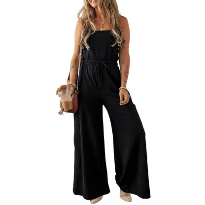 Dame Printet Jumpsuit Med Brede Ben – Afslappet Festtøj Til Forår Og Sommer