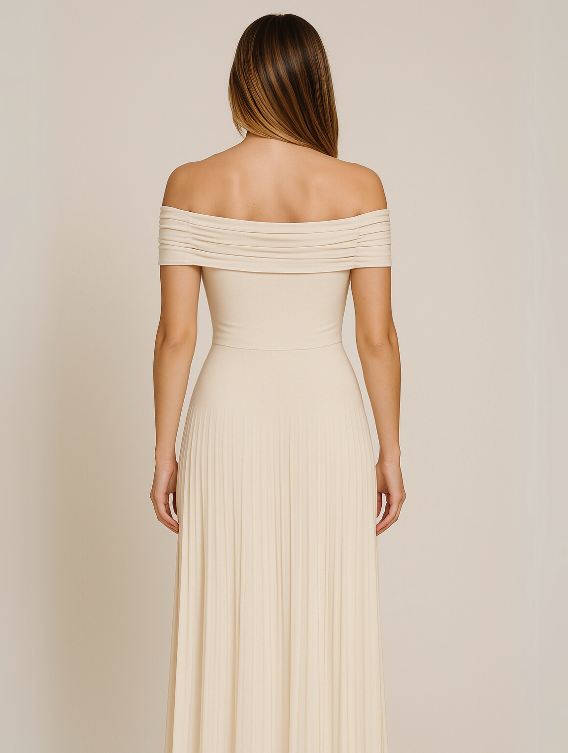 Dame Off Shoulder Plisseret Maxikjole – Elegant Kjole Til Bryllupsgæster Og Receptioner