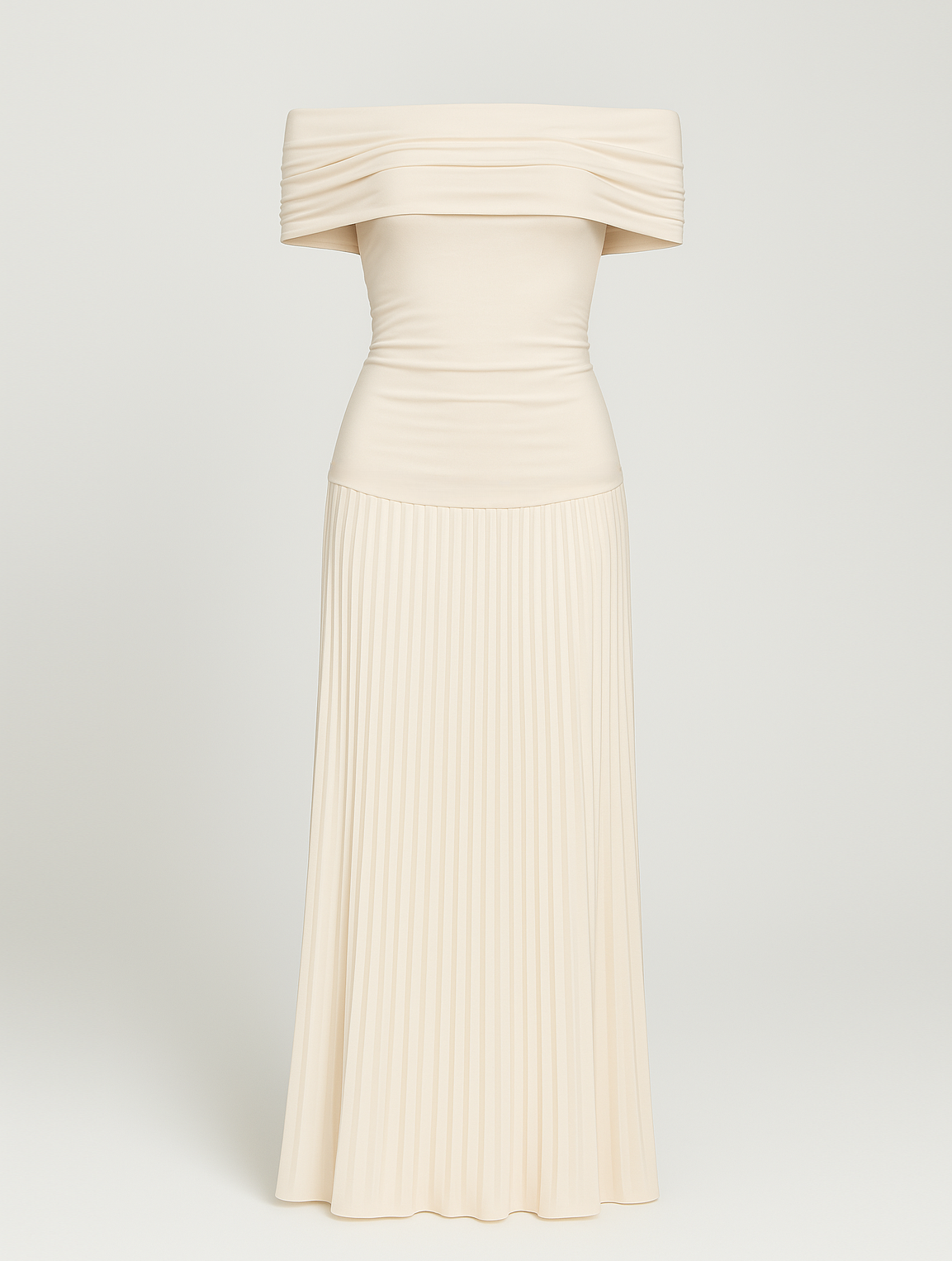 Dame Off Shoulder Plisseret Maxikjole – Elegant Kjole Til Bryllupsgæster Og Receptioner
