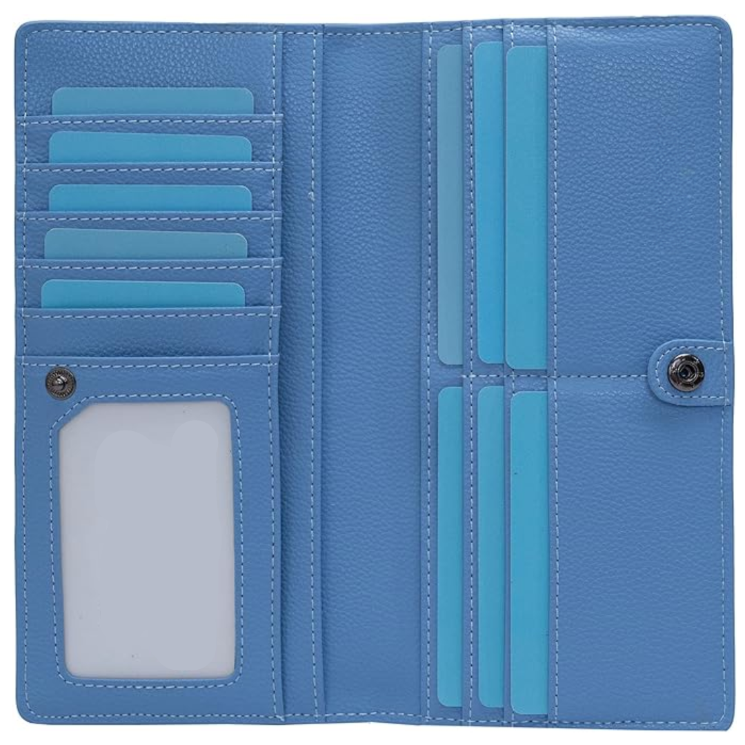 Slim Leather Wallet for Women with RFID Protection and Snap Closure – Elegant Card Holder for Cards, Cash, and Everyday Use