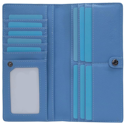 Slim Leather Wallet for Women with RFID Protection and Snap Closure – Elegant Card Holder for Cards, Cash, and Everyday Use