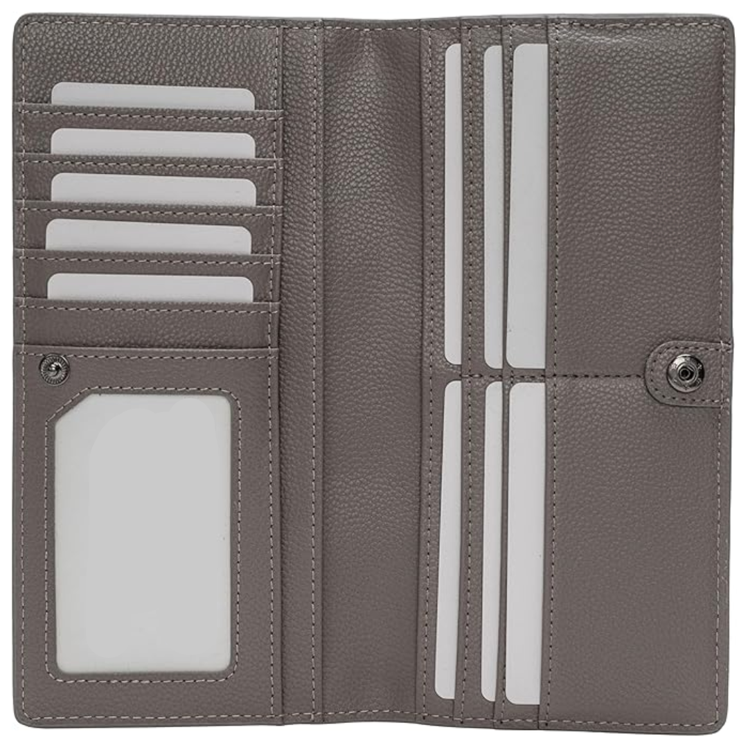 Slim Leather Wallet for Women with RFID Protection and Snap Closure – Elegant Card Holder for Cards, Cash, and Everyday Use