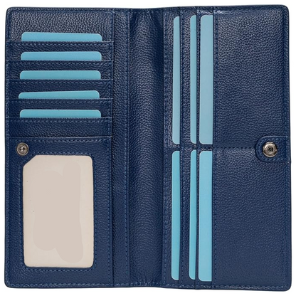 Slim Leather Wallet for Women with RFID Protection and Snap Closure – Elegant Card Holder for Cards, Cash, and Everyday Use