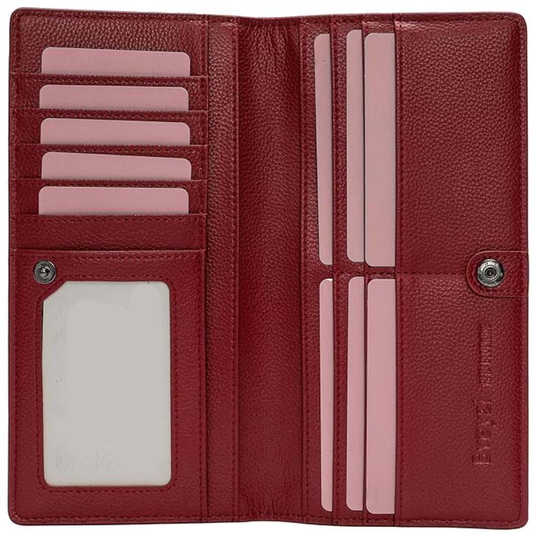Slim Leather Wallet for Women with RFID Protection and Snap Closure – Elegant Card Holder for Cards, Cash, and Everyday Use