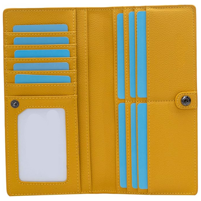 Slim Leather Wallet for Women with RFID Protection and Snap Closure – Elegant Card Holder for Cards, Cash, and Everyday Use