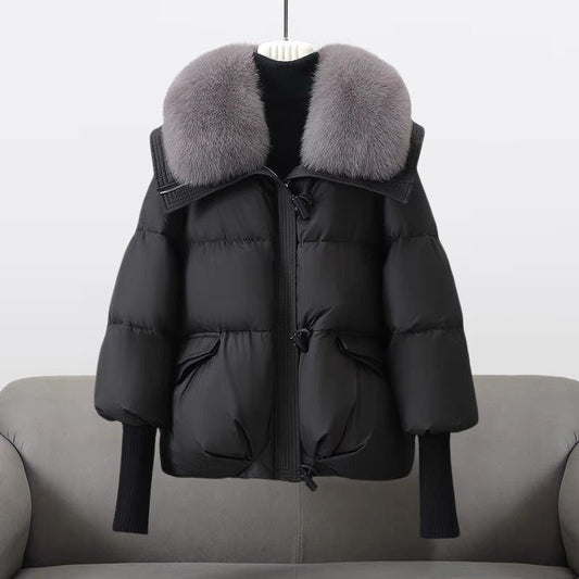 Women's Hooded Puffer Jacket with Faux Fur Collar - Water-Repellent and Elegant Winter Outerwear for Cold Days, Everyday Wear and Leisure