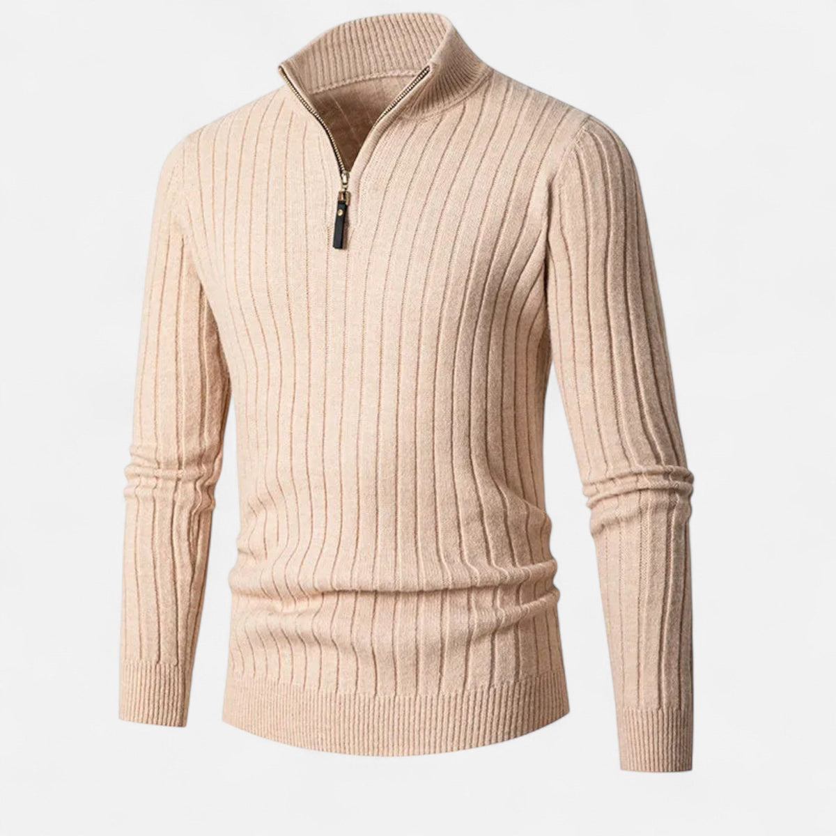 Suéter de punto para hombre con media cremallera y rayas verticales - Pulóver clásico para otoño, invierno, el día a día y un estilo smart casual
