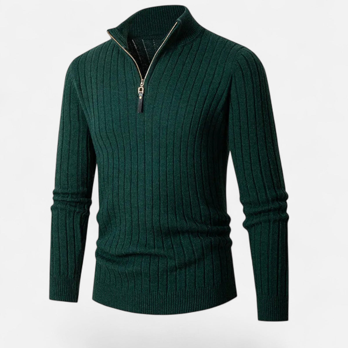 Suéter de punto para hombre con media cremallera y rayas verticales - Pulóver clásico para otoño, invierno, el día a día y un estilo smart casual