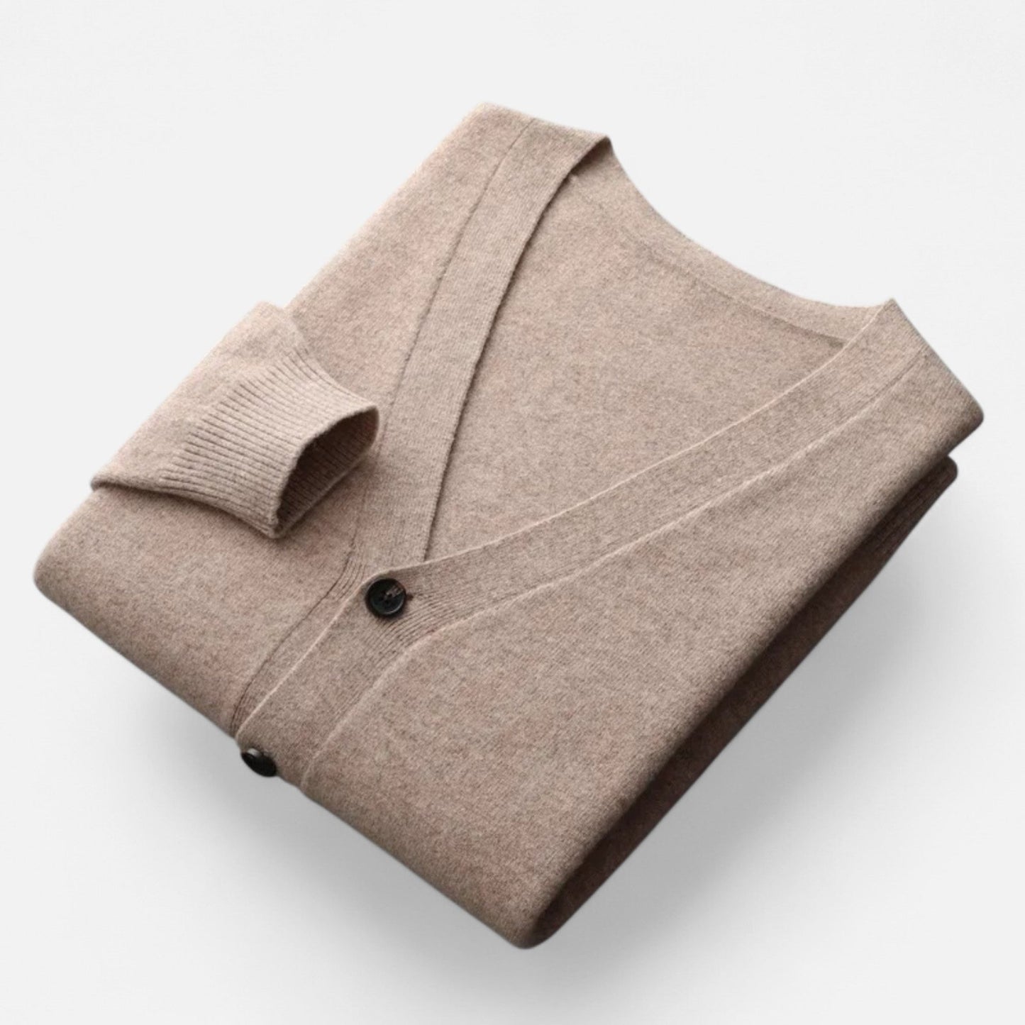 Herre Strikket Cardigan Med V-Hals Og Knaplukning