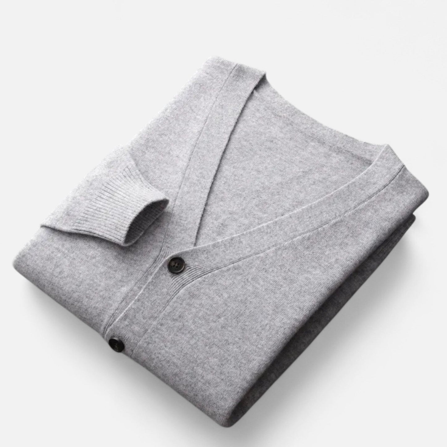 Herre Strikket Cardigan Med V-Hals Og Knaplukning