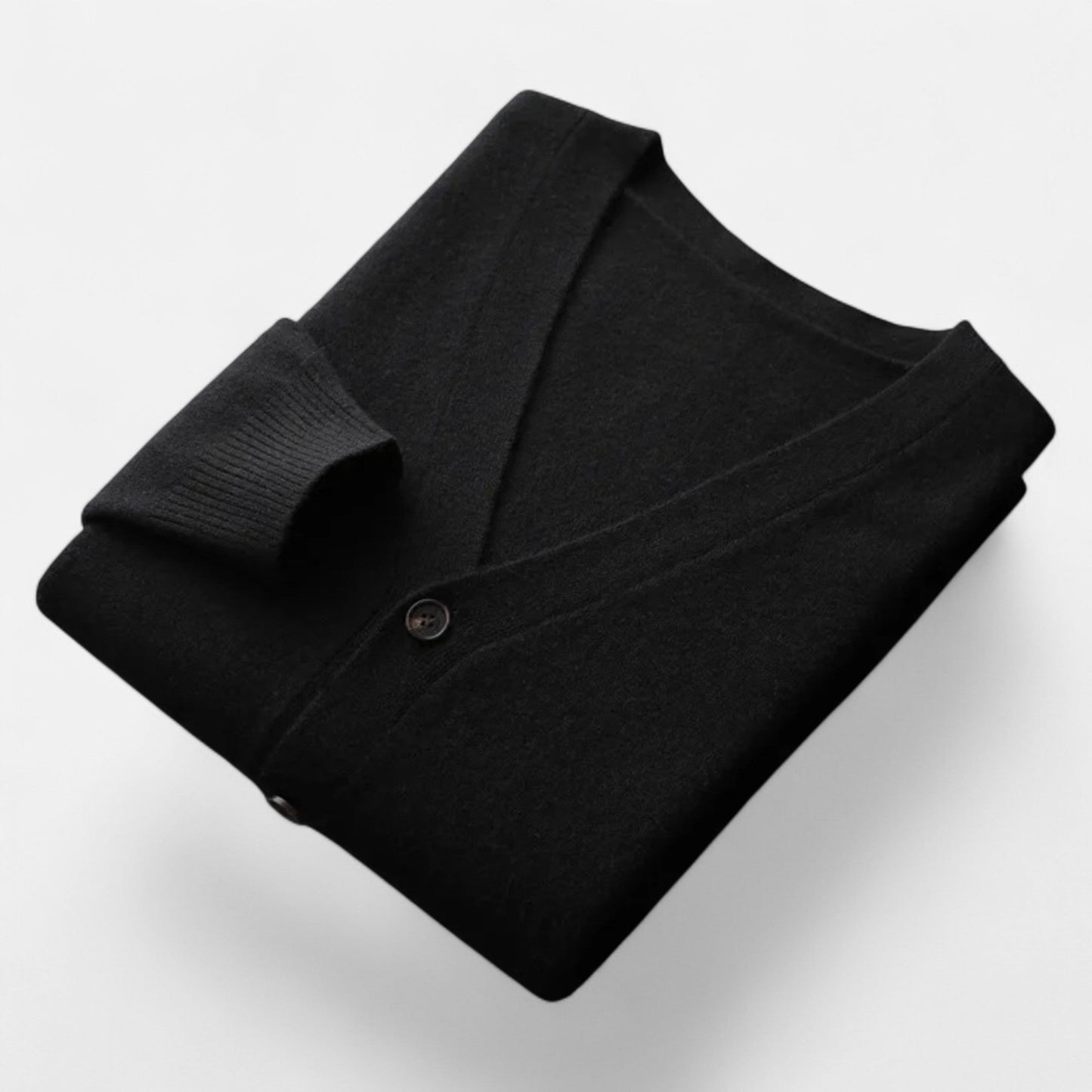Herre Strikket Cardigan Med V-Hals Og Knaplukning