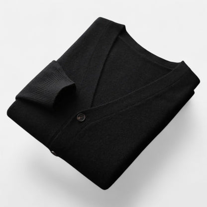 Herre Strikket Cardigan Med V-Hals Og Knaplukning