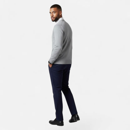 Herre Strikket Cardigan Med V-Hals Og Knaplukning