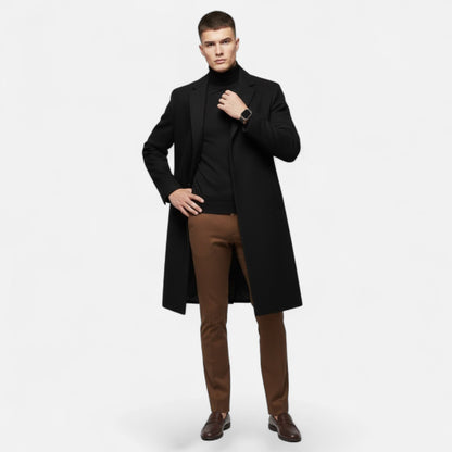 Pánský vlněný trenčkot střední délky – klasické svrchní oblečení na podzim, zimu, každodenní nošení i ve stylu smart casual