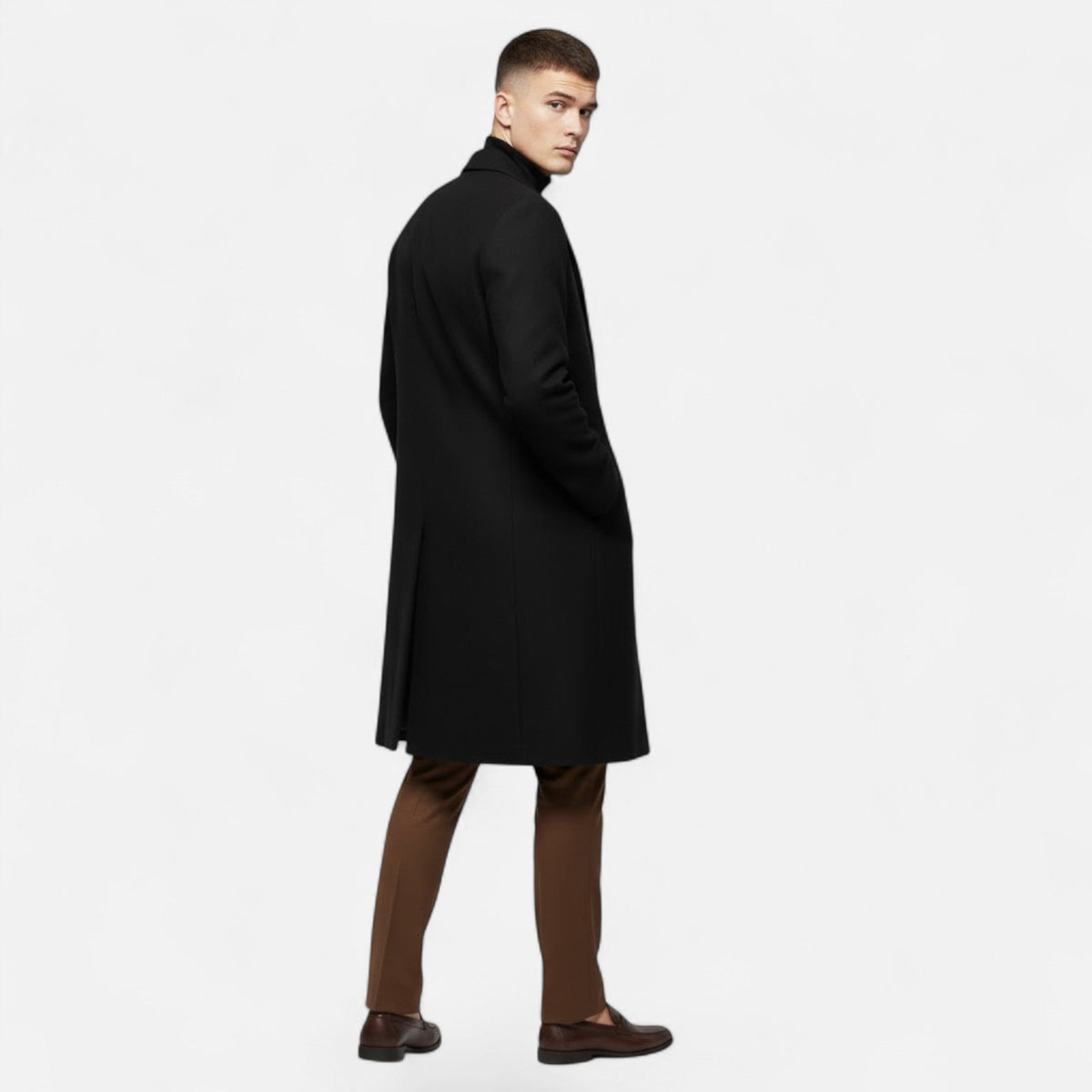 Pánský vlněný trenčkot střední délky – klasické svrchní oblečení na podzim, zimu, každodenní nošení i ve stylu smart casual