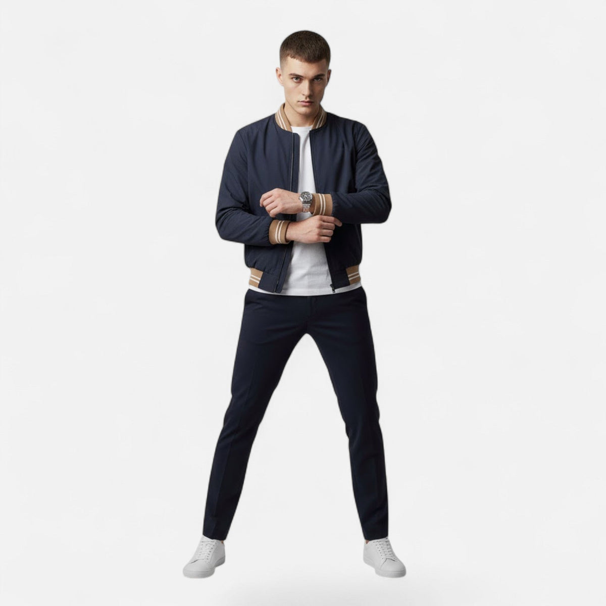 Męska kurtka ze stójką i wykończeniem niewymagającym prasowania – swobodna kurtka na co dzień, do biura, na czas wolny i w stylu smart casual