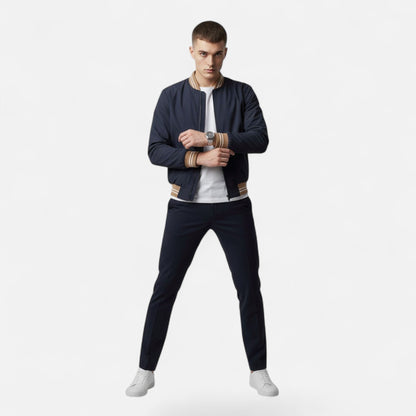 Męska kurtka ze stójką i wykończeniem niewymagającym prasowania – swobodna kurtka na co dzień, do biura, na czas wolny i w stylu smart casual