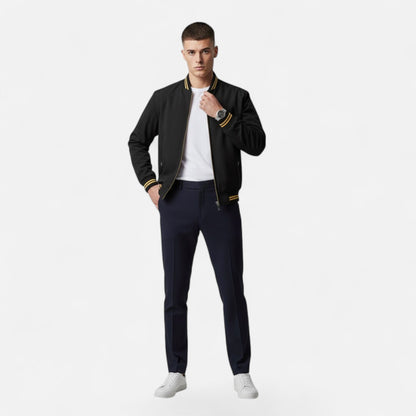 Męska kurtka ze stójką i wykończeniem niewymagającym prasowania – swobodna kurtka na co dzień, do biura, na czas wolny i w stylu smart casual
