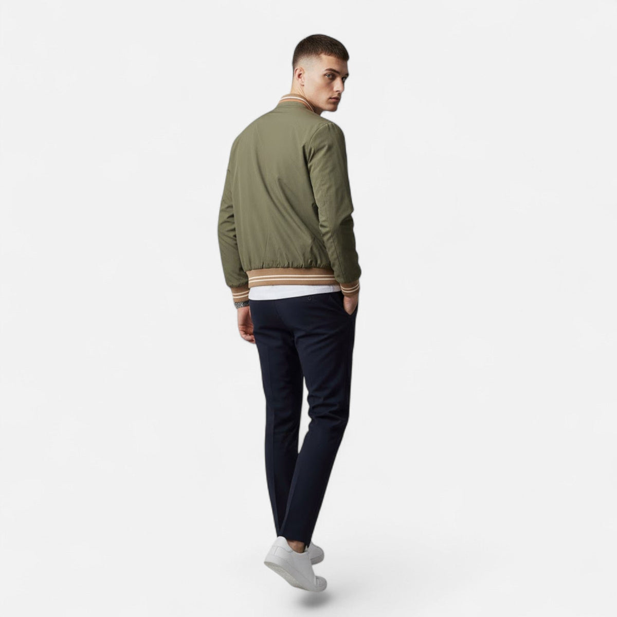 Męska kurtka ze stójką i wykończeniem niewymagającym prasowania – swobodna kurtka na co dzień, do biura, na czas wolny i w stylu smart casual