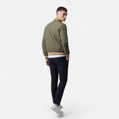 Męska kurtka ze stójką i wykończeniem niewymagającym prasowania – swobodna kurtka na co dzień, do biura, na czas wolny i w stylu smart casual