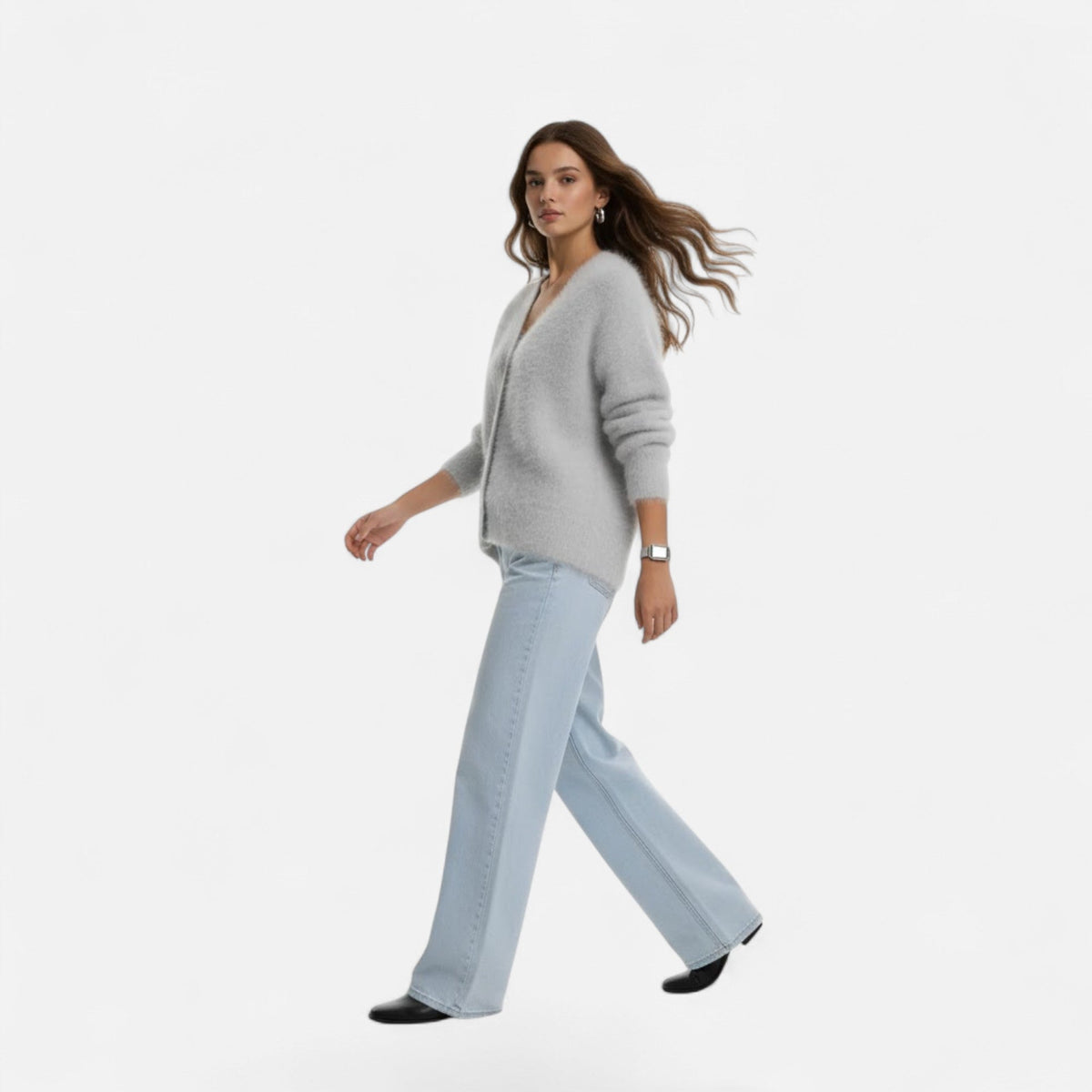 Cárdigan de punto holgado para mujer con escote en V y cierre de botones - Prenda elegante para llevar a capas en otoño, invierno, uso diario y estilo smart casual