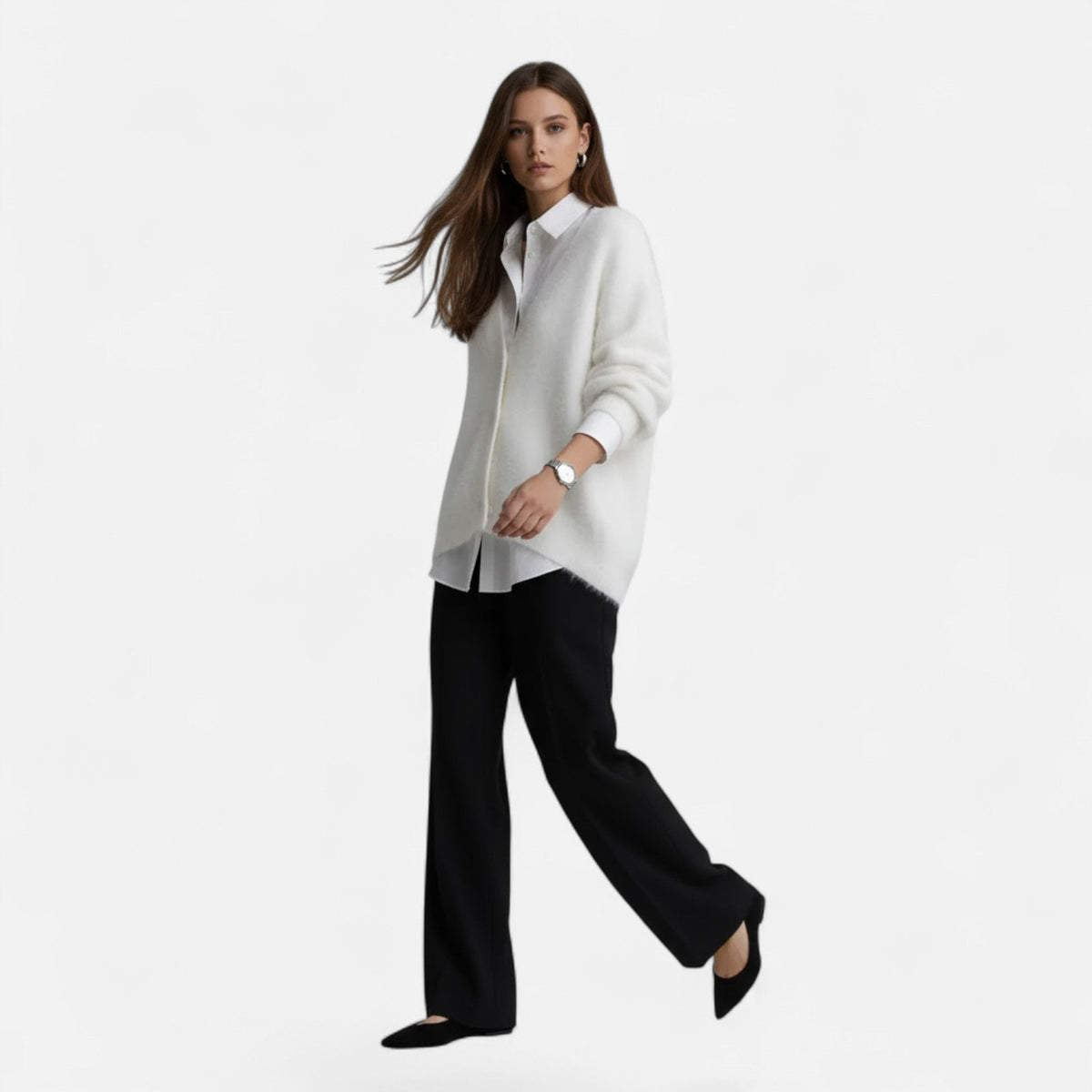 Cárdigan de punto holgado para mujer con escote en V y cierre de botones - Prenda elegante para llevar a capas en otoño, invierno, uso diario y estilo smart casual